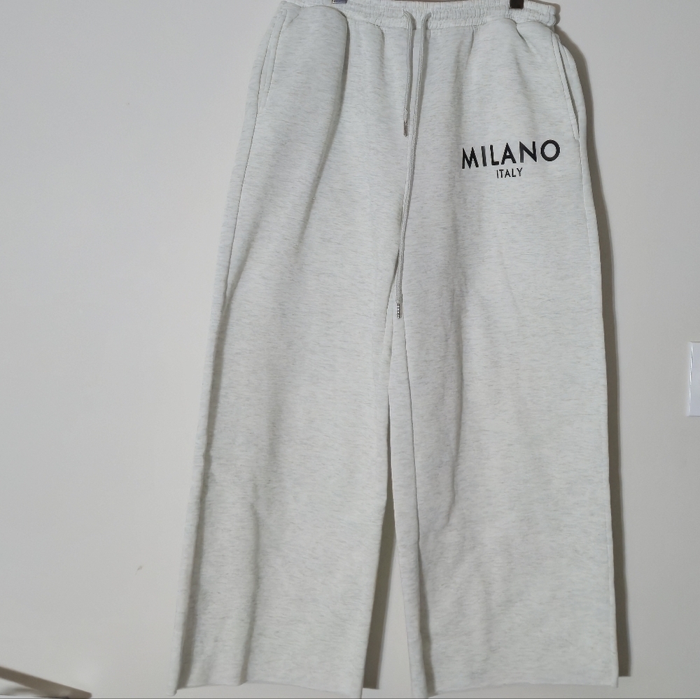 SHEIN XL Milano Italy 3 Piece Loungewear Set Wide Leg Heather Cream - Picture 10 of 12